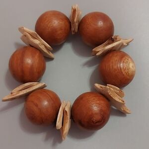 Chunky Oversized Wood Stretch Bracelet Exotic